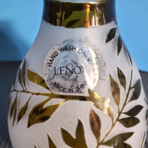 Vintage Lenox Frosted Green Botanical Glass Posy Vase Boho Decor Set of 3 - Picture 5 of 6